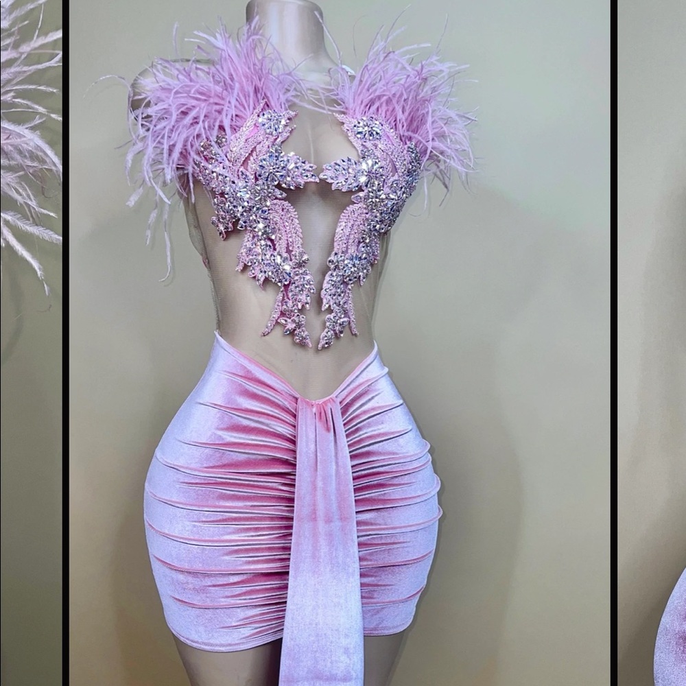 Pink velvet dress
